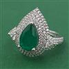 American Diamond Adjustable Ring with Rhodium Plating