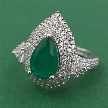 American Diamond Adjustable Ring with Rhodium Plating