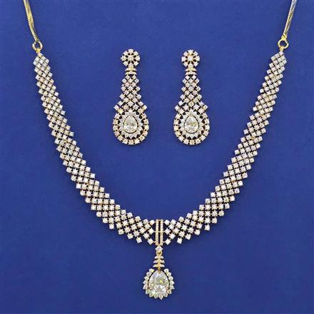 American Diamond Classic Necklace with 2 Tone Plating