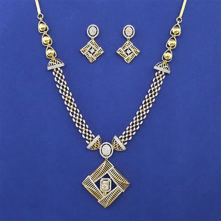 American Diamond Classic Necklace with 2 Tone Plating