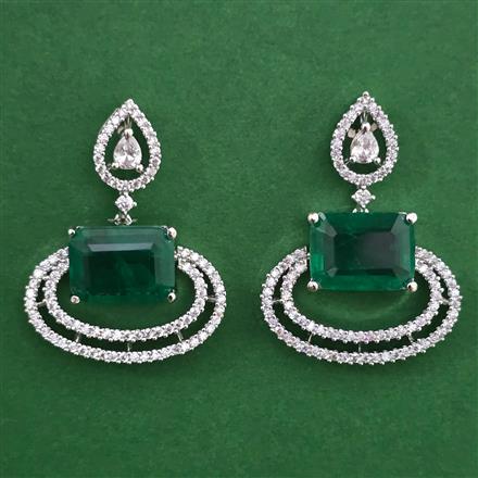 American Diamond Classic Earring with Rhodium Plating