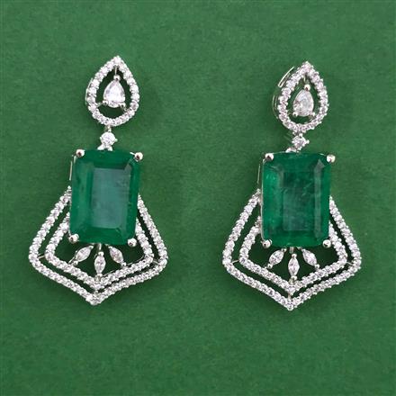 American Diamond Classic Earring with Rhodium Plating