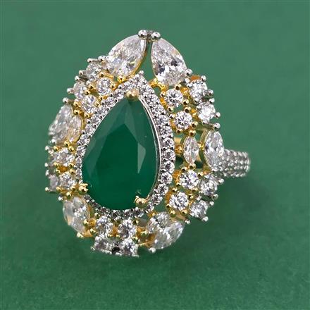 American Diamond Adjustable Ring with 2 Tone Plating
