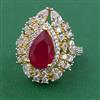 American Diamond Adjustable Ring with 2 Tone Plating