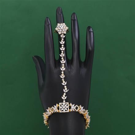 American Diamond Adjustable Hath Pan with Rhodium Plating 2 Tone Plating Mehndi Plating