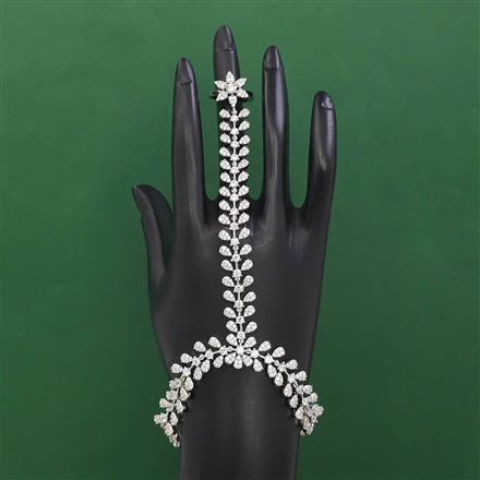 American Diamond Adjustable Hath Pan with Rhodium Plating 2 Tone Plating Mehndi Plating