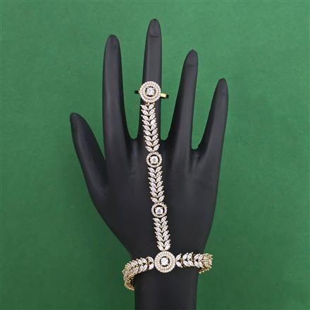 American Diamond Adjustable Hath Pan with Rhodium Plating 2 Tone Plating Mehndi Plating