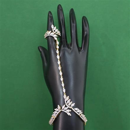 American Diamond Adjustable Hath Pan with Rhodium Plating 2 Tone Plating Mehndi Plating