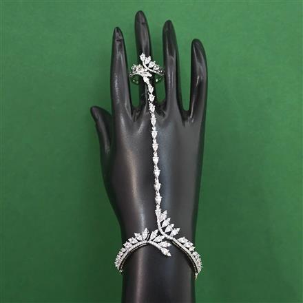 American Diamond Adjustable Hath Pan with Rhodium Plating 2 Tone Plating Mehndi Plating