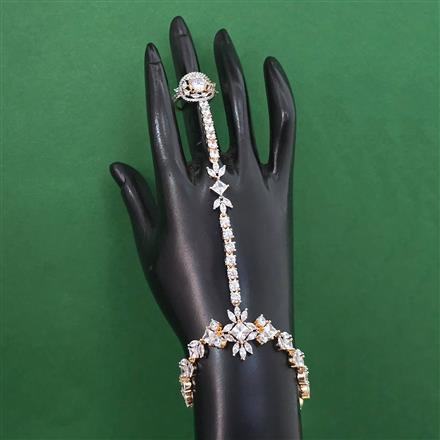 American Diamond Adjustable Hath Pan with Rhodium Plating Mehndi Plating Carat Plating
