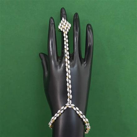 American Diamond Adjustable Hath Pan with Rhodium Plating 2 Tone Plating Mehndi Plating