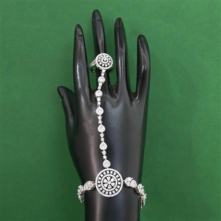 American Diamond Adjustable Hath Pan with Rhodium Plating 2 Tone Plating Mehndi Plating