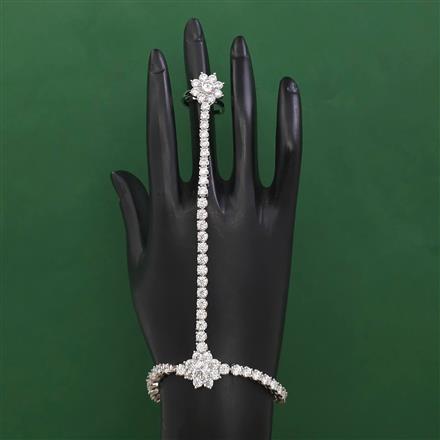 American Diamond Adjustable Hath Pan with Rhodium Plating 2 Tone Plating Mehndi Plating