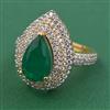 American Diamond Adjustable Ring with 2 Tone Plating
