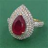 American Diamond Adjustable Ring with 2 Tone Plating