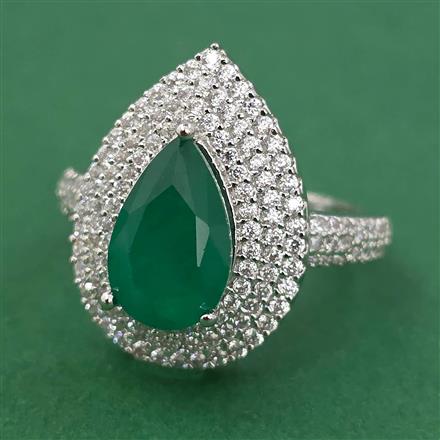 American Diamond Adjustable Ring with Rhodium Plating