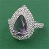 American Diamond Adjustable Ring with Rhodium Plating