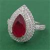 American Diamond Adjustable Ring with Rhodium Plating