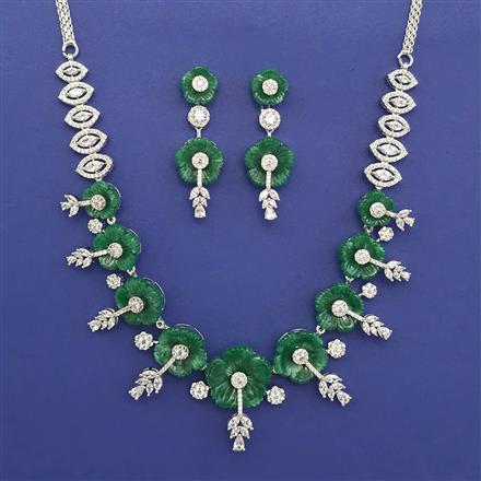 American Diamond Classic Necklace with Rhodium Plating