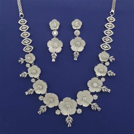 American Diamond Classic Necklace with Rhodium Plating