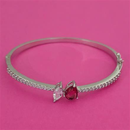 American Diamond Openable kada with Rhodium Plating
