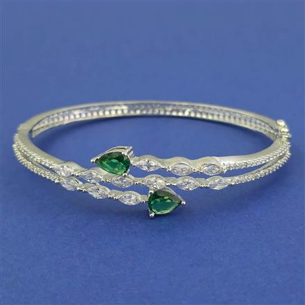 American Diamond Openable kada with Rhodium Plating