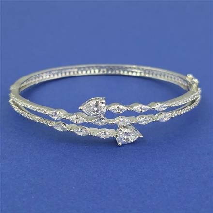 American Diamond Openable kada with Rhodium Plating