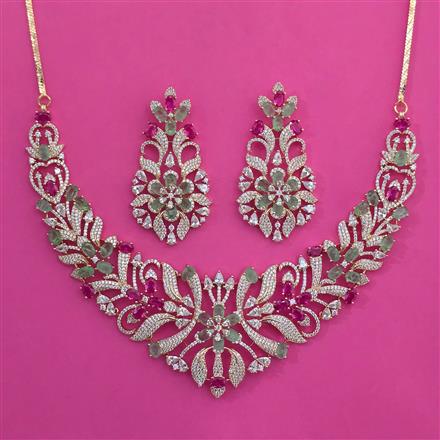 American Diamond Hazoorilal Necklace with Carat Plating