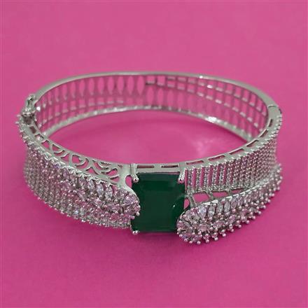 American Diamond Broad Kada with Rhodium Plating