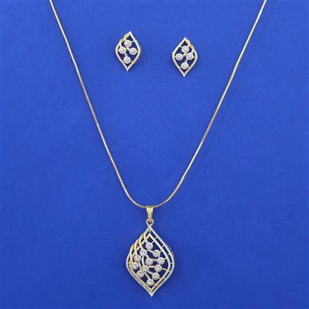 American Diamond Classic Pendant Set with 2 Tone Plating