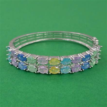 American Diamond Openable kada with Rhodium Plating