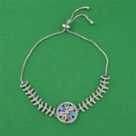 American Diamond Adjustable Bracelet with Rhodium Plating