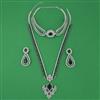 American Diamond Combo Necklace Set with Rhodium Plating