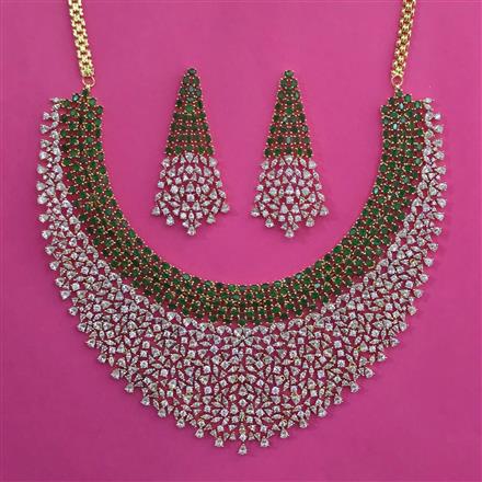 American Diamond Classic Necklace with 2 Tone Plating