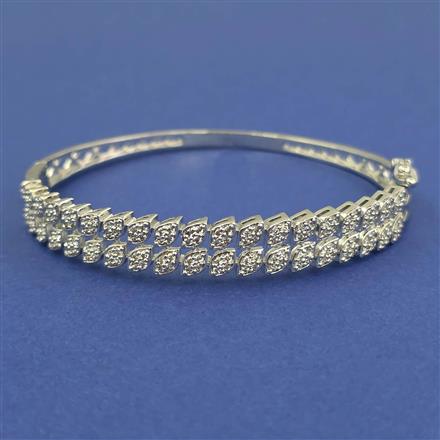 American Diamond Openable kada with Rhodium Plating 2 Tone Plating