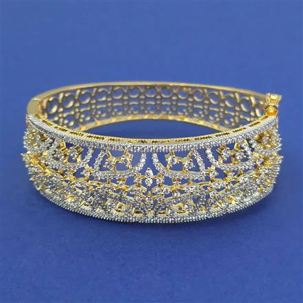 American Diamond Broad Kada with Rhodium Plating 2 Tone Plating Mehndi Plating