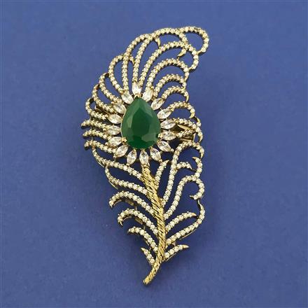 American Diamond Classic Brooch with Mehndi Plating