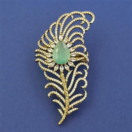 American Diamond Classic Brooch with Mehndi Plating