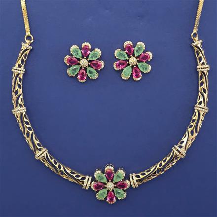 American Diamond Hazoorilal Necklace with Carat Plating