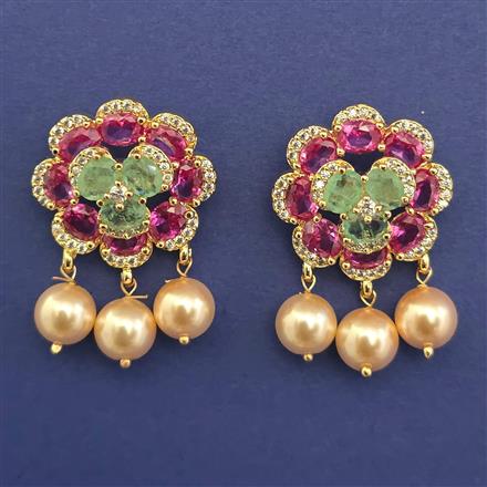 American Diamond Pearl Earring with Carat Plating