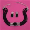American Diamond Choker Necklace with Rhodium Plating