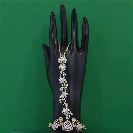 American Diamond Adjustable Hath Pan with Rhodium Plating 2 Tone Plating Mehndi Plating