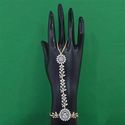 American Diamond Adjustable Hath Pan with Rhodium Plating 2 Tone Plating Mehndi Plating