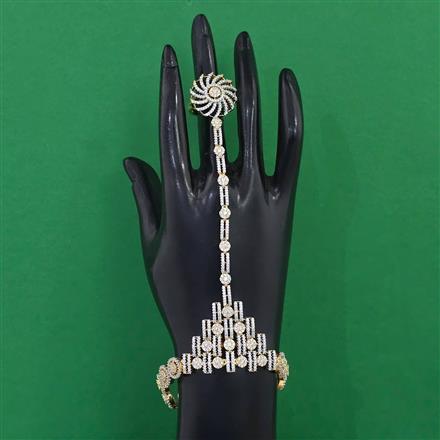 American Diamond Adjustable Hath Pan with Rhodium Plating 2 Tone Plating Mehndi Plating