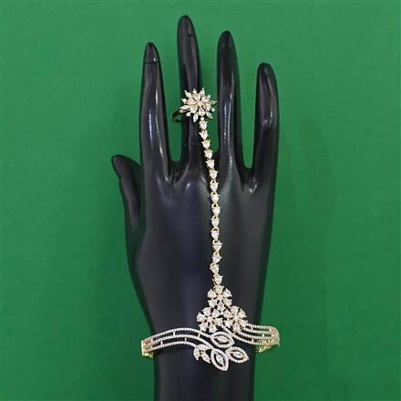 American Diamond Classic Hath Pan with Rhodium Plating 2 Tone Plating Mehndi Plating