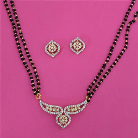 American Diamond Classic Mangalsutra with Rhodium Plating 2 Tone Plating