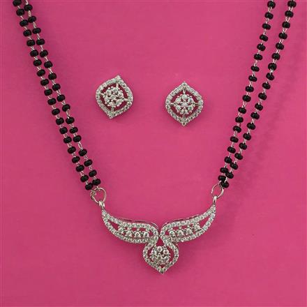 American Diamond Classic Mangalsutra with Rhodium Plating 2 Tone Plating