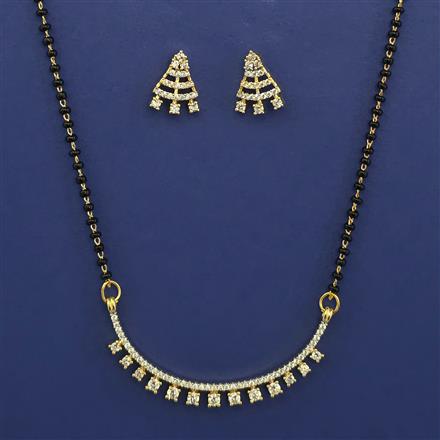 American Diamond Classic Mangalsutra with Rhodium Plating 2 Tone Plating