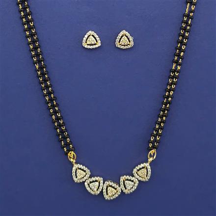American Diamond Classic Mangalsutra with Rhodium Plating 2 Tone Plating