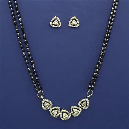 American Diamond Classic Mangalsutra with Rhodium Plating 2 Tone Plating